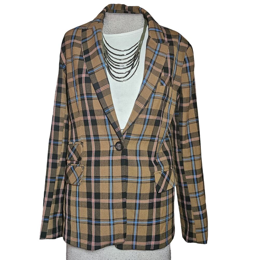 Bershka Plaid Blazer Jacket Size Small